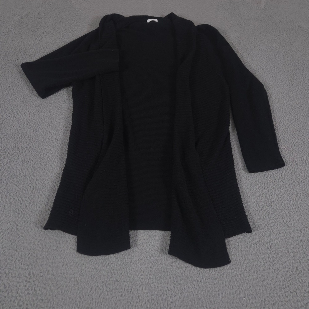J. Jill Sweater Women L Ribbed Knit Cotton Blend Open Front Long Sleeve Cardigan